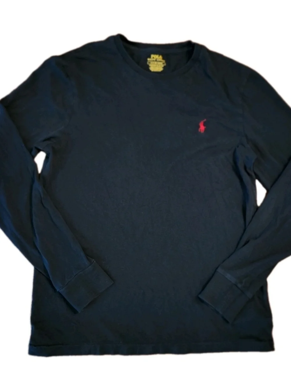Polo Ralph Lauren Size S Custom Slim-Fit Black Long-Sleeve Crewneck Tee Shirt